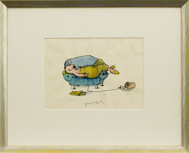 janosch-was-denken-sie-den-ganzen-tag-gerahmt-original-aquarell janosch-was-denken-sie-den-ganzen-tag-gerahmt-original-aquarell