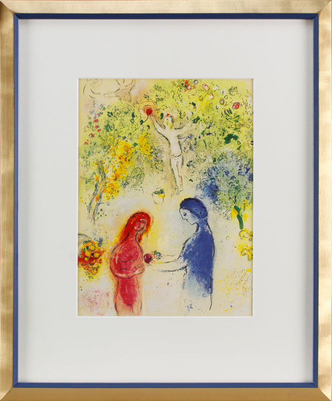 Marc Chagall - DAPHNIS UND CHLOÉ - Offsetlithographie im Designrahmen Marc Chagall - DAPHNIS UND CHLOÉ - Offsetlithographie im Designrahmen