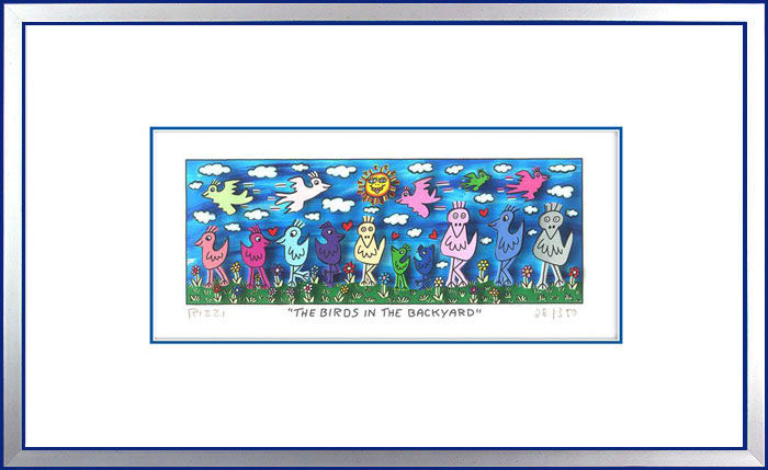 james-rizzi-the-birds-in-the-backyard-silber-blau james-rizzi-the-birds-in-the-backyard-silber-blau