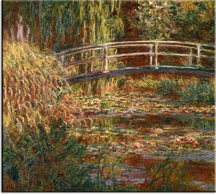 Claude Monet Bilder - Japanische Brücke und Seerosenteich-20 x 20 cm