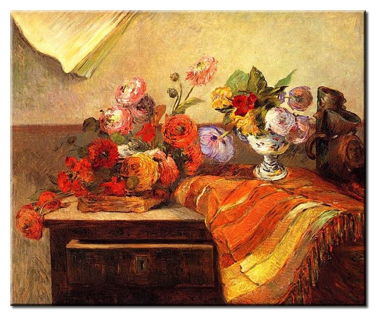 Leinwandbild Paul Gauguin - Stillleben mit Blumen I Paul Gauguin Bilder - Stillleben mit Blumen I