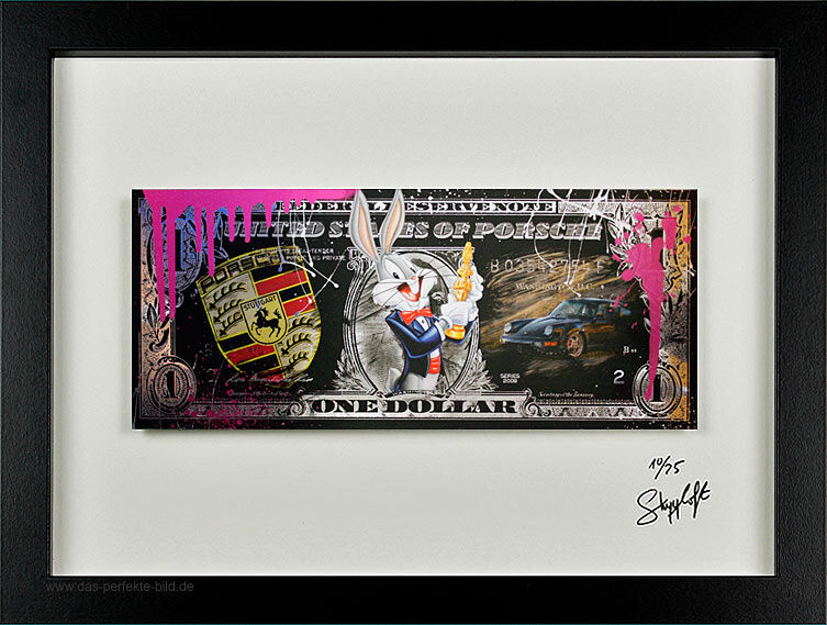 SKYYLOFT - Porsche Bugs Bunny Dollar - gerahmt SKYYLOFT - Porsche Bugs Bunny Dollar - gerahmt