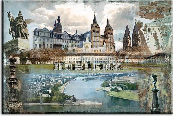Koblenz Bild auf Leinwand von A. Baecker Rhein-Mosel Koblenz Bild A. Baecker - Rhein-Mosel mit Schriftzug
