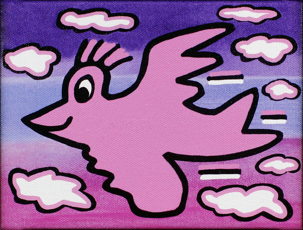 Charisma Rizzi James Rizzi BIRD - PINK ON VIOLET - 2D Pigmentdruck