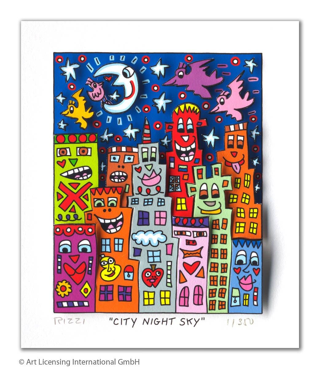 james-rizzi-city-night-sky-ungerahmt-kunst-3d james-rizzi-city-night-sky-ungerahmt-kunst-3d