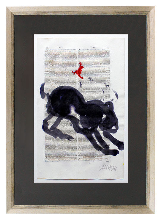 Armin Mueller-Stahl - WORT UND BILD - SPIELENDE KATZE - original gemalt - HANDSIGNIERT