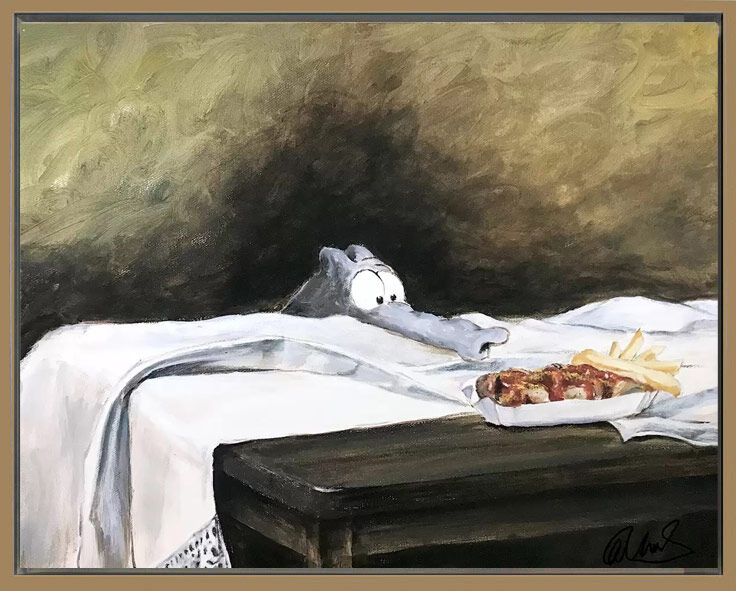 Otto Waalkes - ZARTE VERSUCHUNG - Original Pigmentgrafik auf Leinwand  Otto Waalkes - ZARTE VERSUCHUNG - Original Pigmentgrafik auf Leinwand