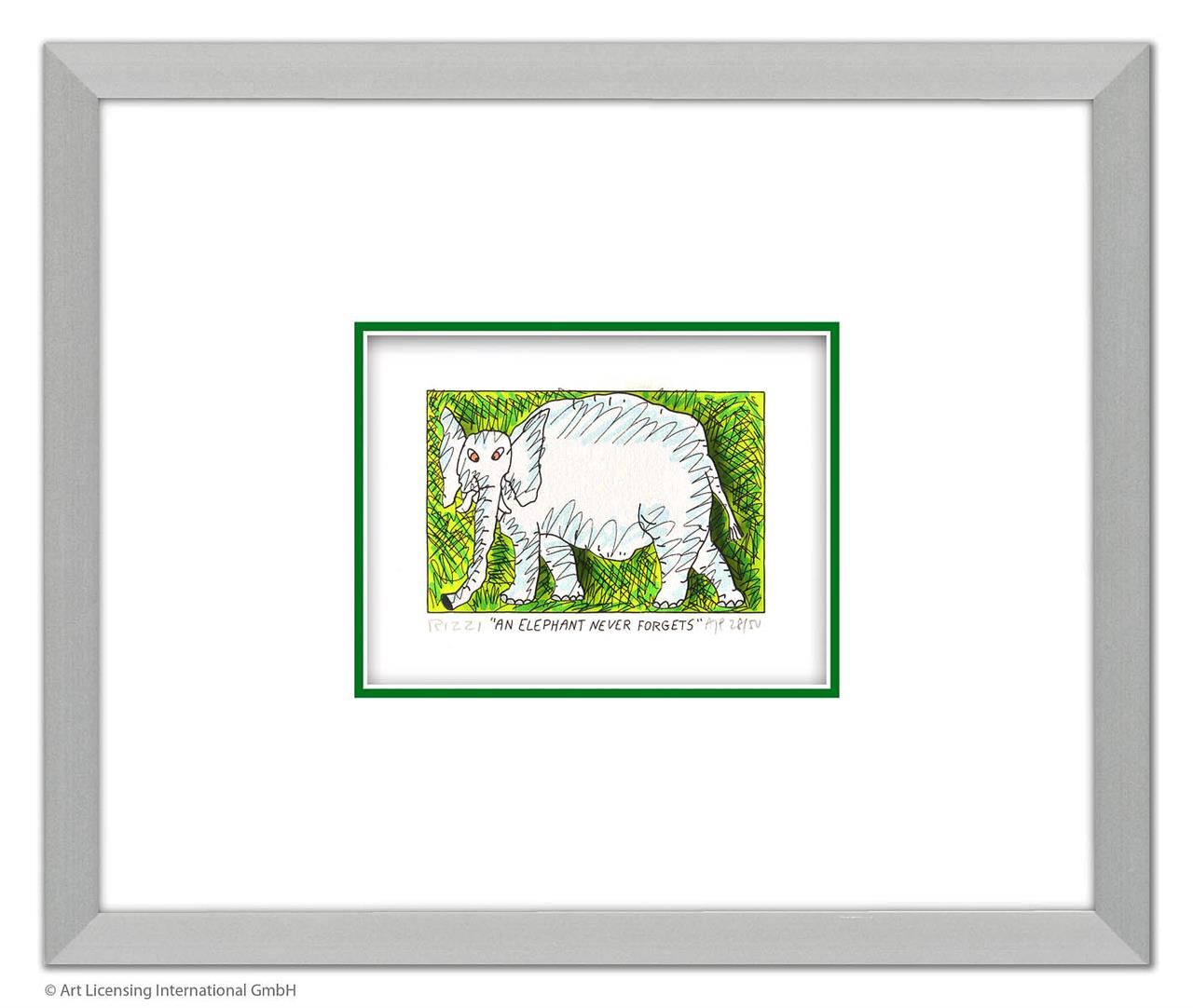 james-rizzi-an-elephant-never-forgets-gerahmt-kunst-3d