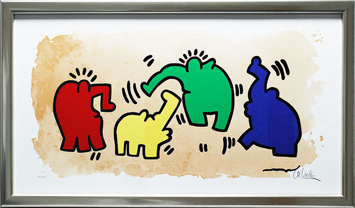 otto-waalkes-hommage-an-keith-haring-gerahmt-pop-art-ottifant