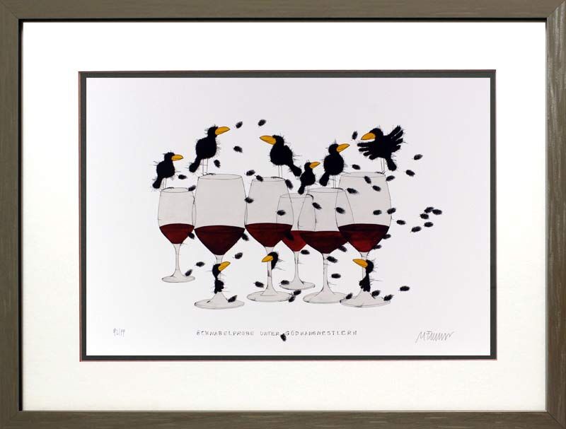 Michael Ferner - Schnabelprobe unter Südhangnestlern - Original Grafik 
