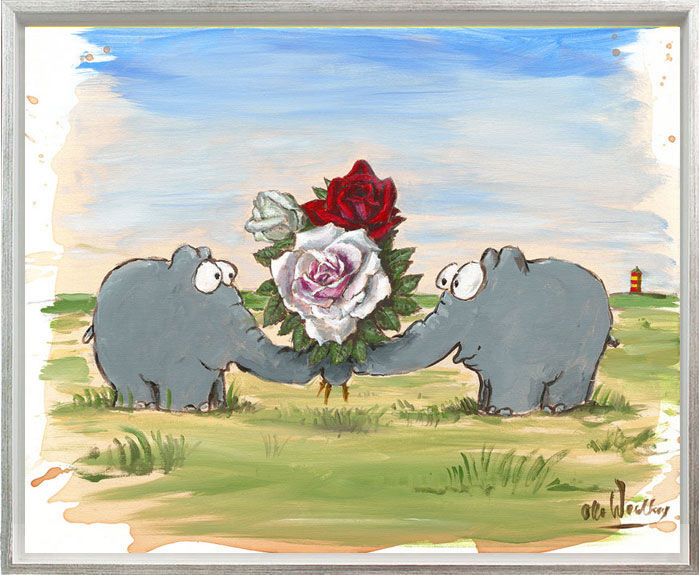 Otto Waalkes - LA VIE EN ROSE - Original Pigmentgrafik auf Leinwand handsigniert Otto Waalkes - LA VIE EN ROSE - Original Pigmentgrafik auf Leinwand handsigniert