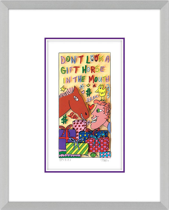 james-rizzi-dont-look-a-gift-horse-in-the-mouth-gerahmt-kunst-3d james-rizzi-dont-look-a-gift-horse-in-the-mouth-gerahmt-kunst-3d