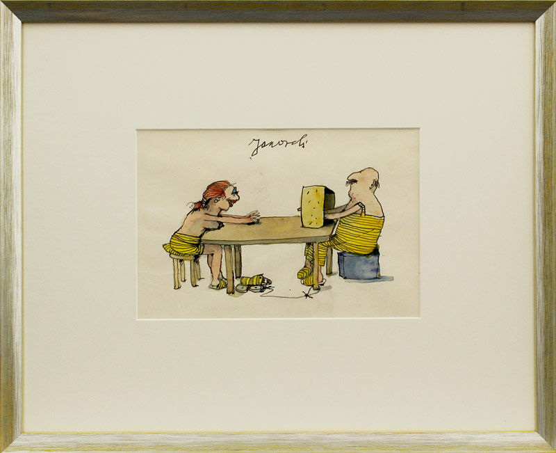 janosch-tischspiel-gerahmt-original-aquarell janosch-tischspiel-gerahmt-original-aquarell