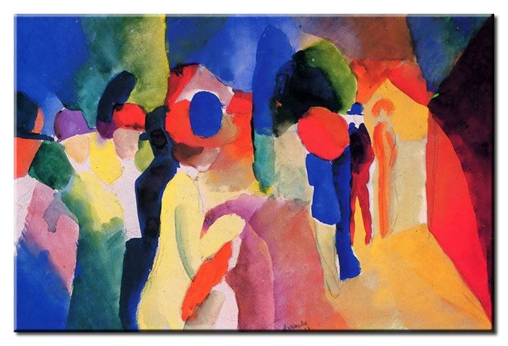 Leinwandbild August Macke - Mit gelber Jacke August Macke Bilder - Mit gelber Jacke-50 x 80 cm