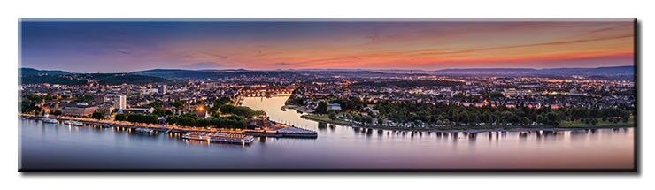 Koblenz Abendstimmung Panorama 2 LEINWANDBILD