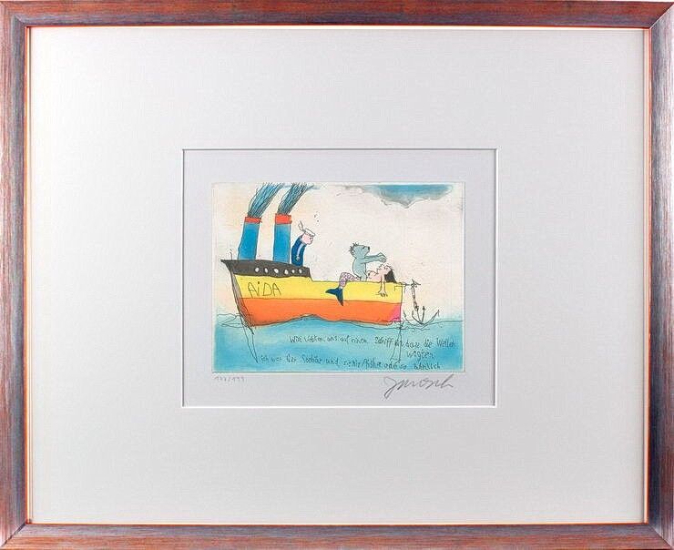 janosch-wir-liebten-uns-auf-einem-schiff-gerahmt-kunst-radierung janosch-wir-liebten-uns-auf-einem-schiff-gerahmt-kunst-radierung