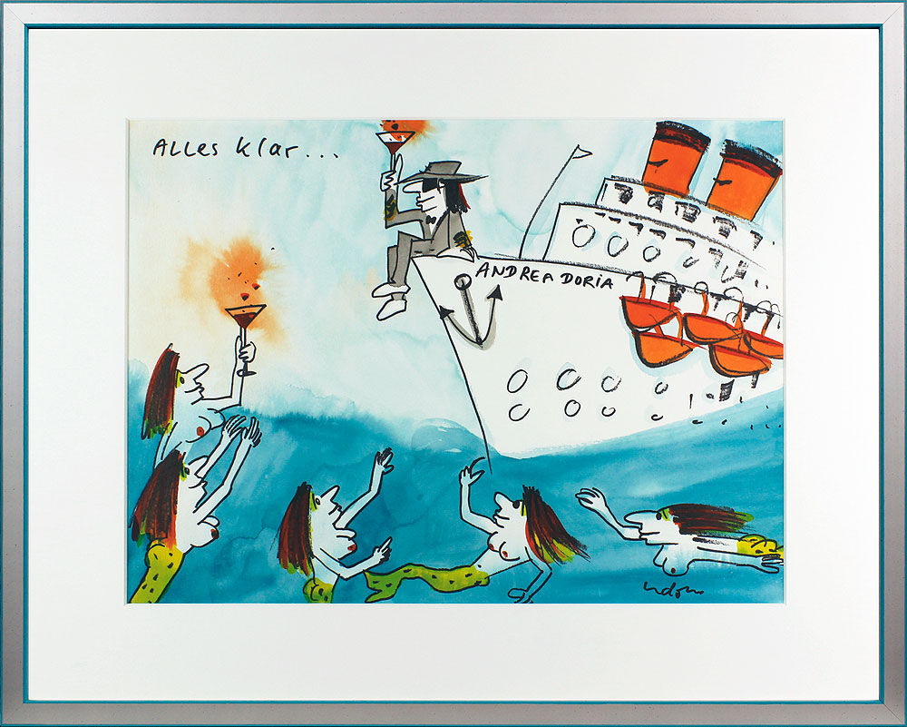udo-lindenberg-andrea-doria-alles-klar-gerahmt-unikat-silber-tuerkis