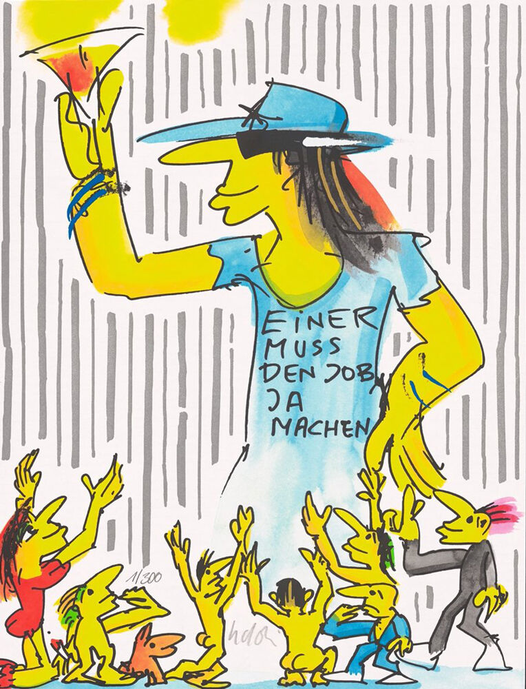 Udo Lindenberg Bilder - EINER MUSS DEN JOB JA MACHEN - Original Grafik handsigniert