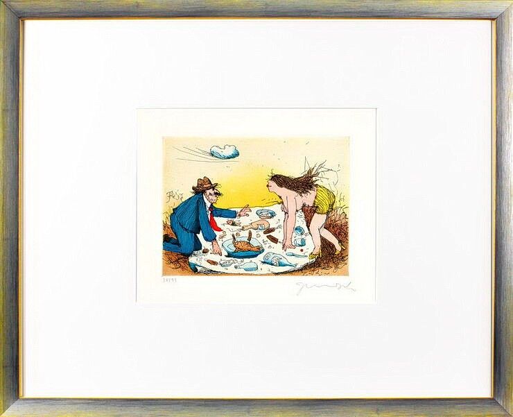 janosch-picknick-mit-lydia-gerahmt-kunst-radierung janosch-picknick-mit-lydia-gerahmt-kunst-radierung
