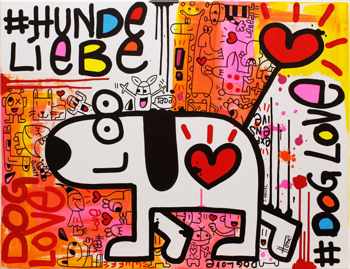 HONK!ART - Jürgen Kadel - HUNDELIEBE Original handgemalte Mischtechnik HONK!ART - Jürgen Kadel - HUNDELIEBE Original handgemalte Mischtechnik