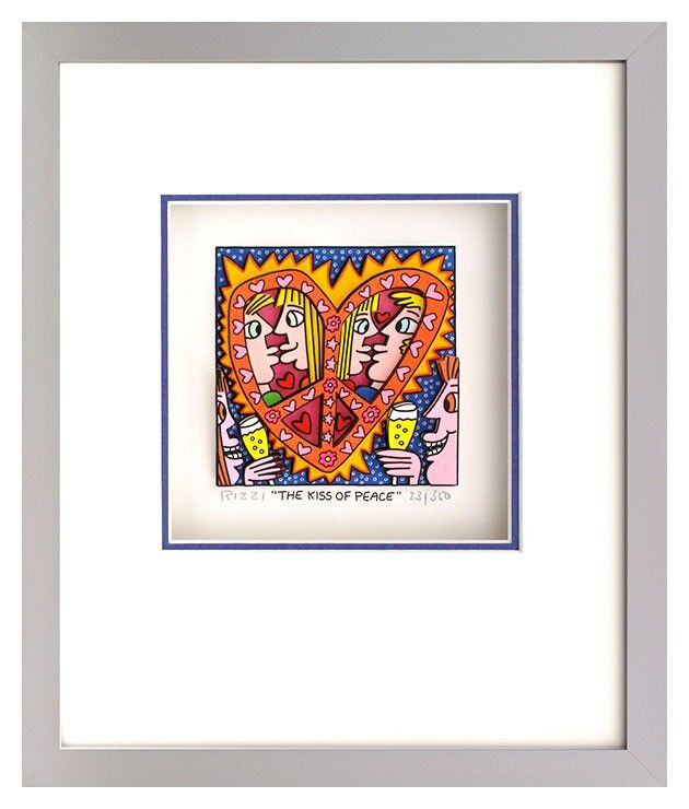 james-rizzi-the-kiss-of-peace-gerahmt-kunst-3d