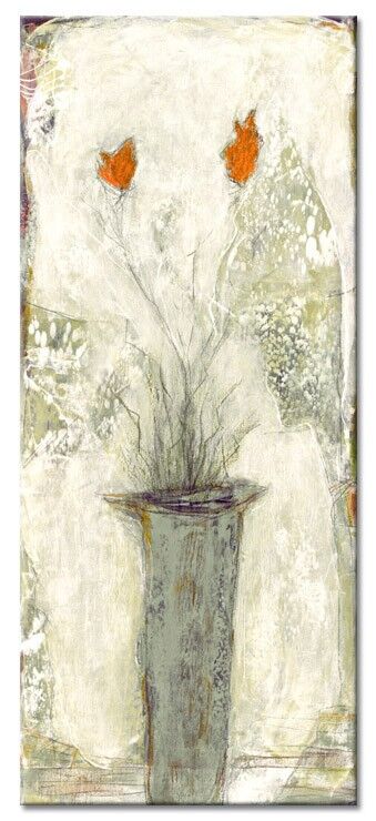 Karin Mele Blumenbilder LES FLEURS DU JARDIN II Karin Melé - Les fleurs du jardin II - Original handgemalte Mischtechnik -20 x 50 cm