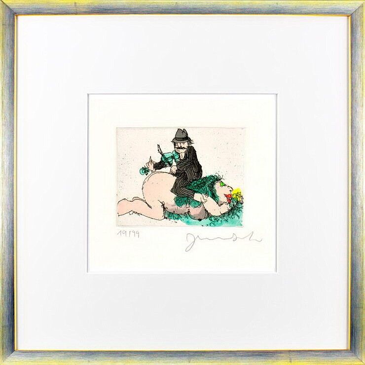 janosch-mein-mann-ist-der-geiger-gerahmt-kunst-radierung janosch-mein-mann-ist-der-geiger-gerahmt-kunst-radierung