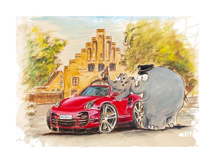 otto-waalkes-flensburg-memories-ungerahmt-porsche-ottifant-flensburg