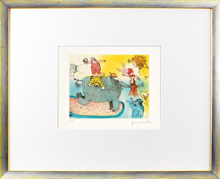 janosch-der-elefant-steht-hier-im-licht-gerahmt-kunst-radierung