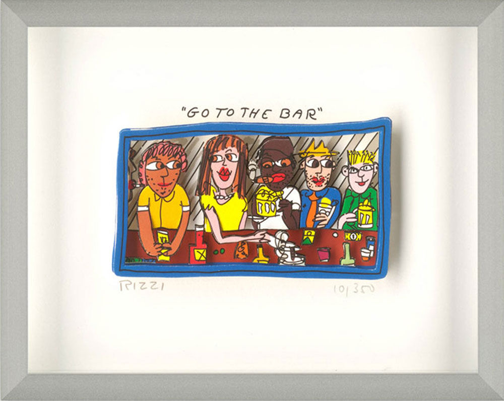 James Rizzi - GO TO THE BAR - Original 3D Bild drucksigniert