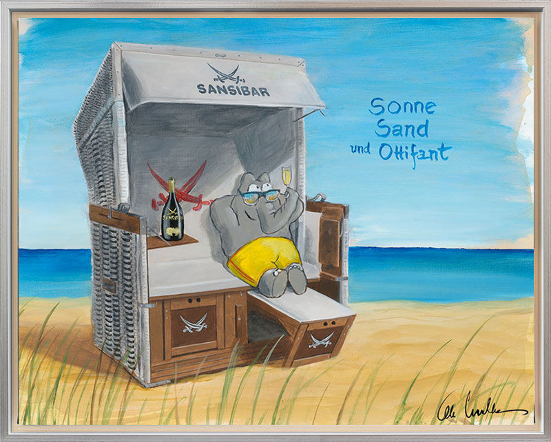 Otto Waalkes - SYLTER IMPRESSION - SONNE, SAND UND OTTIFANT - SANSIBAR - Original Pigmentgrafik auf Leinwand Otto Waalkes - SYLTER IMPRESSION - SONNE, SAND UND OTTIFANT - SANSIBAR - Original Pigmentgrafik auf Leinwand
