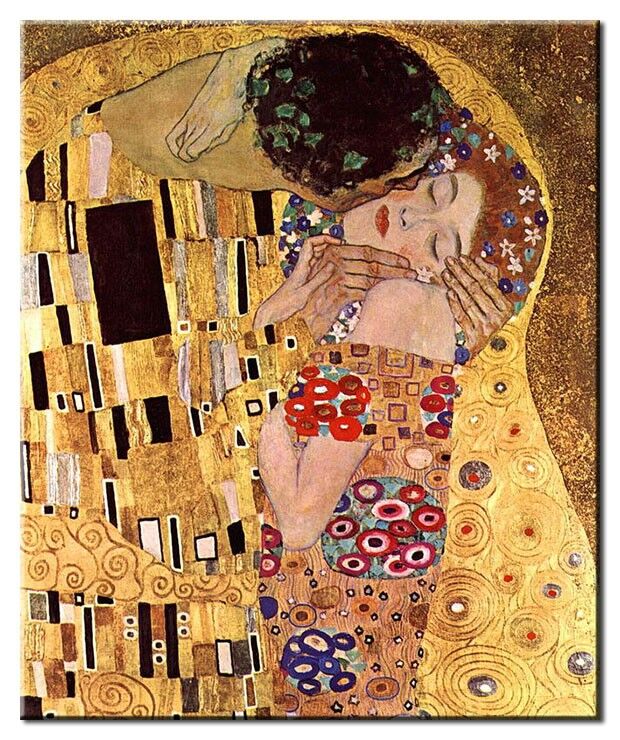 Leinwandbild Gustav Klimt - Der Kuss (Detail)