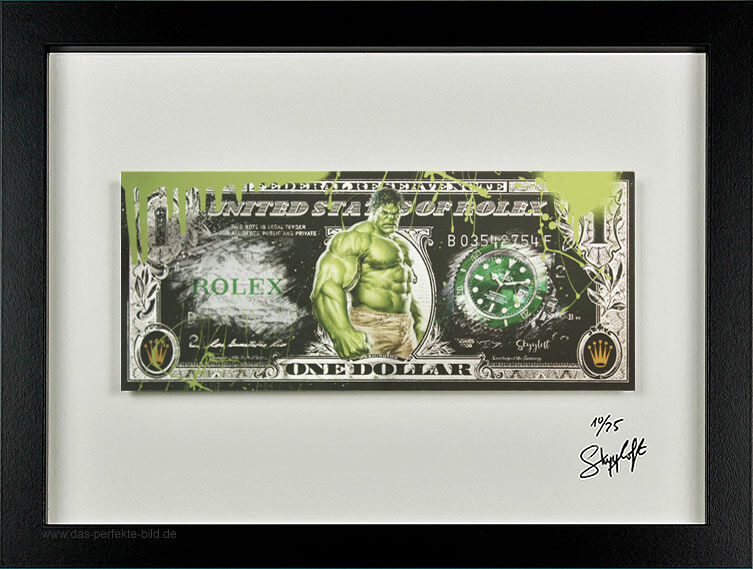 SKYYLOFT - Rolex The Hulk Dollar - Bild mit Museumsglas und Bilderrahmen