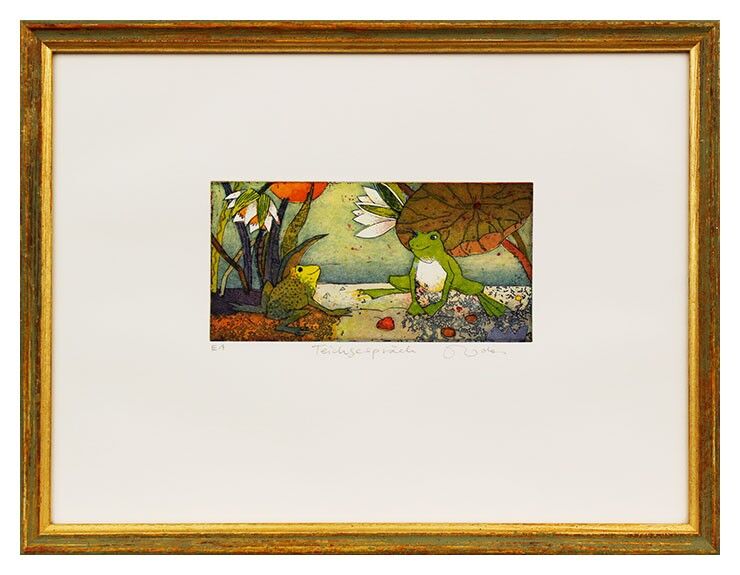 Jutta Votteler. Teichgespräch Jutta Votteler - Teichgespräch - Original Farb-Radierung - limitiert und handsigniert