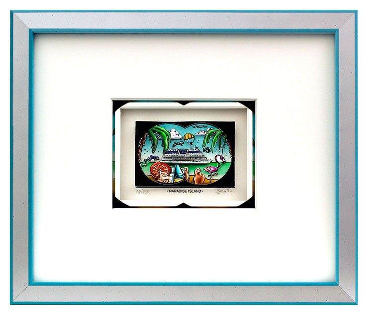 Branko PARADISE ISLAND gerahmt Branko - PARADISE ISLAND - Original 3D Bild handsigniert