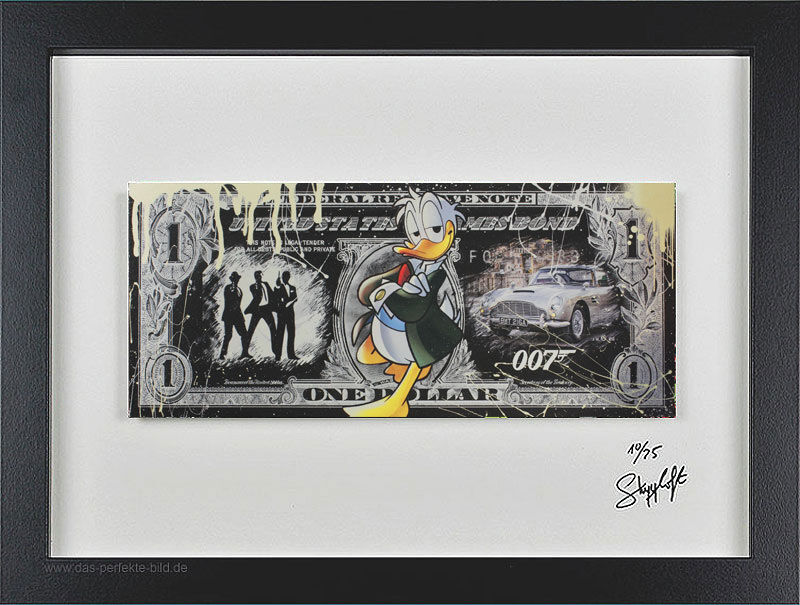 SKYYLOFT - James Bond II Dollar - Bild mit Museumsglas und Bilderrahmen  SKYYLOFT - James Bond II Dollar - Bild mit Museumsglas und Bilderrahmen