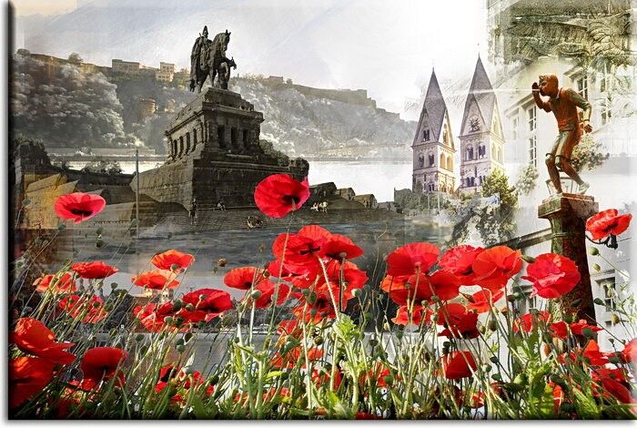 Collage Baecker Koblenz Bild mit Mohnblumen Koblenz Collage mit Mohnblumen