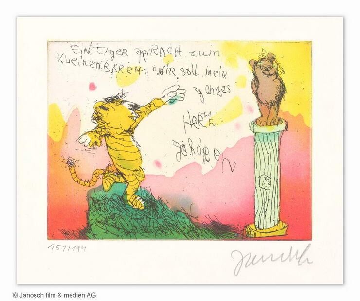 janosch-ein-tiger-sprach-zum-kleinen-baeren-ungerahmt-kunst-radierung janosch-ein-tiger-sprach-zum-kleinen-baeren-ungerahmt-kunst-radierung