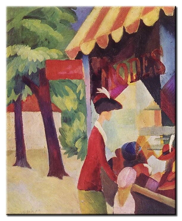 Leinwandbild August Macke - Vor dem Hutladen August Macke Bilder - Vor dem Hutladen-100 x 120 cm