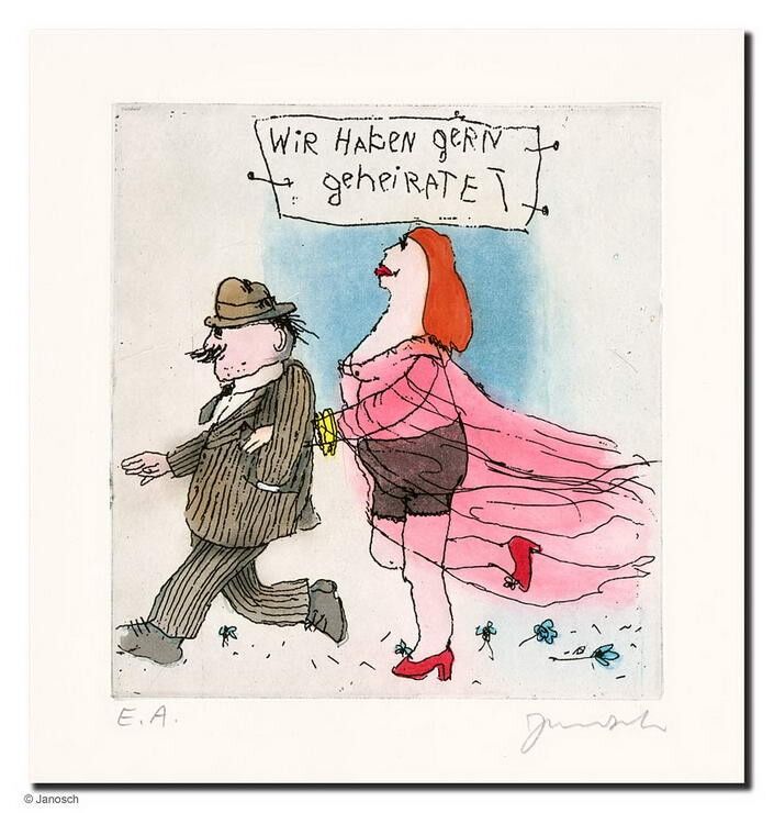 janosch-wir-haben-gern-geheiratet-ungerahmt-kunst-radierung janosch-wir-haben-gern-geheiratet-ungerahmt-kunst-radierung