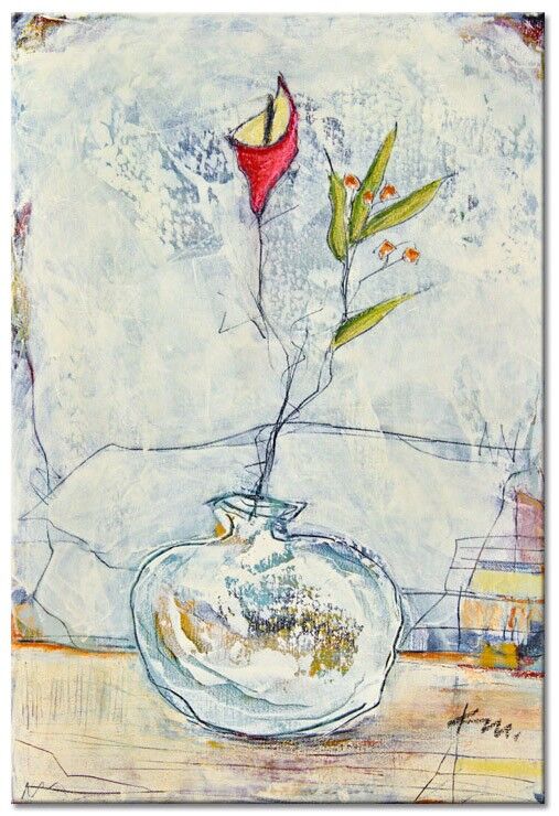 Karin Mele Blumenbilder FLEURS ET BEIES SAUVAGE Karin Melé - Fleurs et beies sauvage - Original handgemalte Mischtechnik