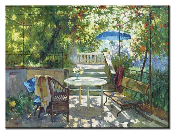 totti-moreno-besuch-auf-der-sommerterrasse-leinwandbild totti-moreno-besuch-auf-der-sommerterrasse-leinwandbild