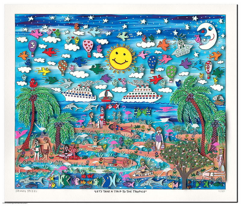 james-rizzi-lets-take-a-trip-to-the-tropics-ungerahmt-kunst-3d