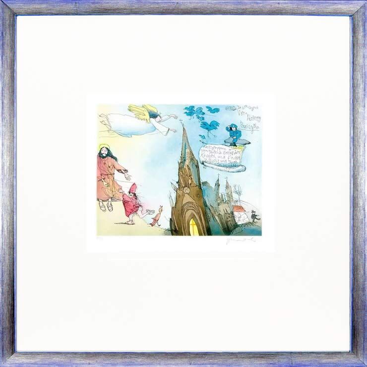 Janosch - HEILIGER MANN IN FREIBURG - original Radierung handsigniert Janosch - HEILIGER MANN IN FREIBURG - original Radierung handsigniert