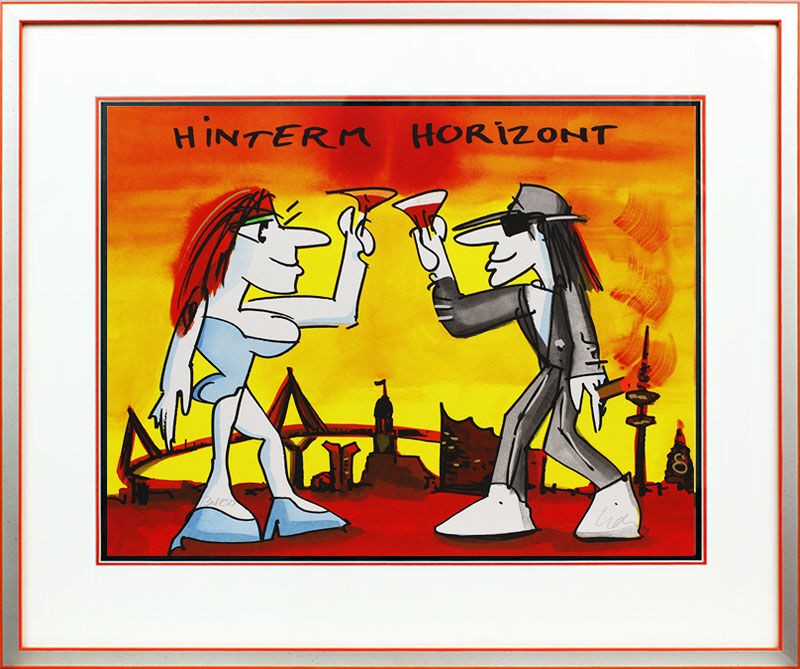 udo-lindenberg-hinterm-horizont-2021-gerahmt_ Udo Lindenberg Bilder - HINTERM HORIZONT - original Grafik handsigniert