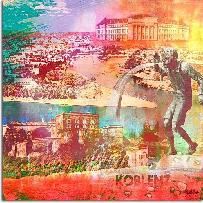 Moderne Koblenz Bild Collage im Pop Art Stil