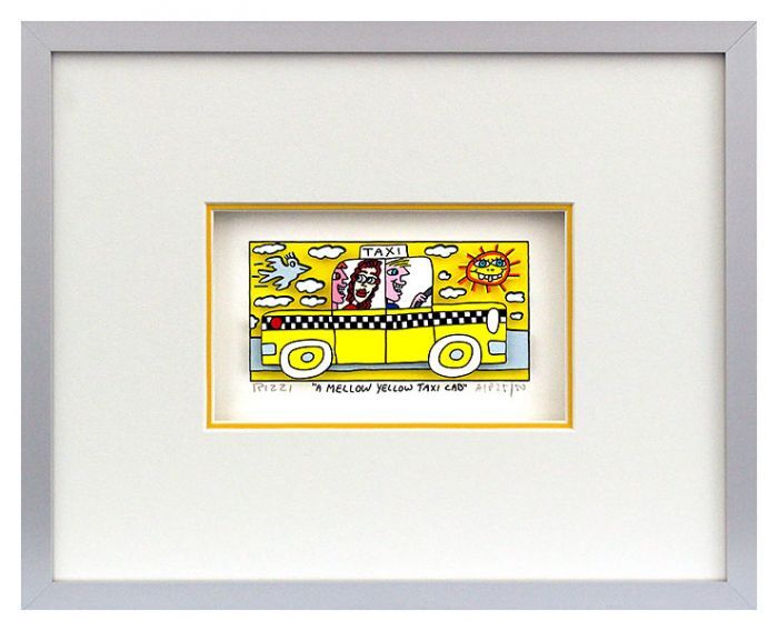 james-rizzi-a-mellow-yellow-taxi-cab-gerahmt-kunst-3d