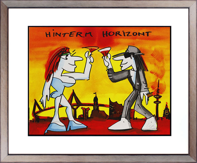 udo-lindenberg-hinterm-horizont-bilderrahmen-silber Udo Lindenberg Bilder - HINTERM HORIZONT - original Grafik handsigniert
