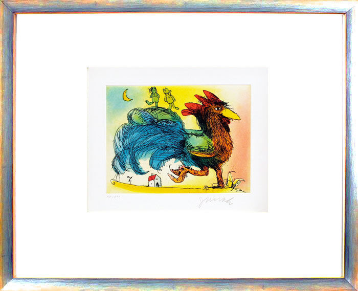 janosch-gockelhahn-gerahmt-kunst-radierung janosch-gockelhahn-gerahmt-kunst-radierung