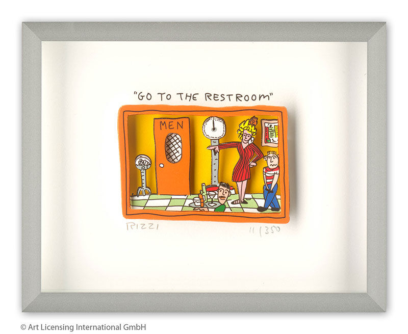 james-rizzi-go-to-the-restroom-gerahmt-kunst-3d james-rizzi-go-to-the-restroom-gerahmt-kunst-3d